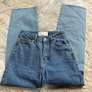 The Frankie Shop Double Blue two toned straight leg jeans